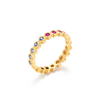Temple St Clair 18K Gold Multicolored Sapphire Rainbow Eternity Band