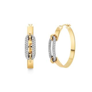 Michael M 14K Yellow and White Gold Luxe Link Diamond Hoop Earrings