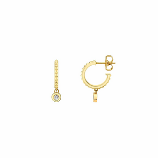Michael M 14K Gold Foundation Diamond Huggie Hoop Earrings