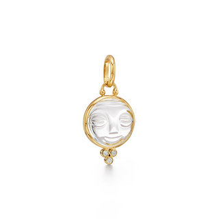 Temple St Clair 18K Gold Rock Crystal Moonface Pendant with Diamonds