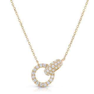 Tenenbaum 18K Gold Diamond Double Ring Pendant Necklace