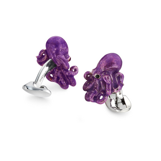 Deakin & Francis Sterling Silver Enamel Octopus Cufflinks