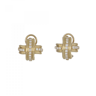 Vintage Tiffany & Co. 18K Gold Signature X Diamond Earrings