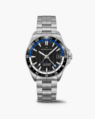Norqain Stainless Steel Neverest GMT Watch with Blue and White Ring