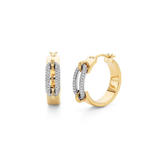 Michael M 14K Yellow and White Gold Luxe Link Diamond Hoop Earrings