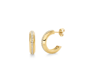 Michael M 14K Gold Luxe Link Diamond Hoop Earrings