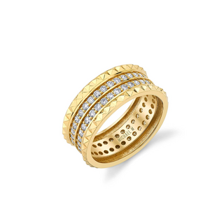 Michael M Double Tetra 14K Gold Diamond Eternity Band