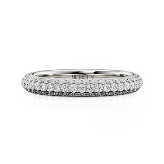 Michael M 18K White Gold 3 Row Diamond Band