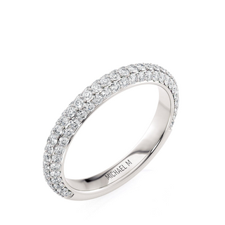 Michael M 18K White Gold 3 Row Diamond Band