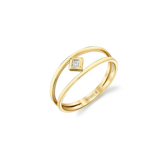 Michael M 14K Gold Princess Bezel Double Shank Ring