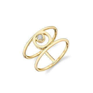 Michael M 14K Gold Signature Double Shank Ring with Diamond