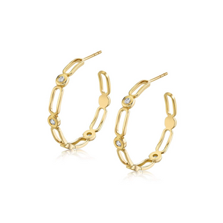 Michael M 14K Gold Diamond Open Connection Hoop Earrings