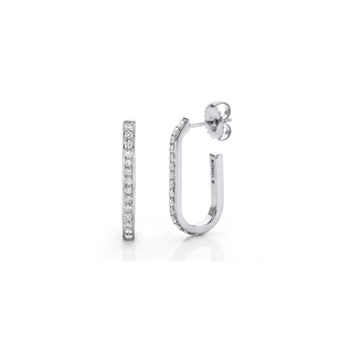 Michael M 14K White Gold Pave Diamond Link Hoop Earrings