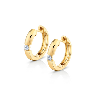 Michael M 14K Gold Split Diamond Huggie Earrings