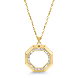 Michael M 14K Gold Baguette Diamond Octave Pendant Necklace