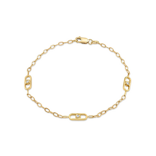 Michael M 14K Streamlined Link Bracelet with Diamonds