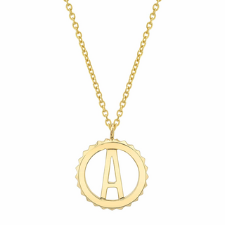 Michael M 14K Gold Mini Tetra A Initial Medallion Necklace