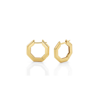 Michael M 14K Gold Knife Edge Octave Hoop Earrings