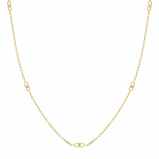 Michael M 14K Gold Diamond Streamlined Station Necklace