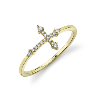 Shy Creation 14K Gold Diamond Cross Band