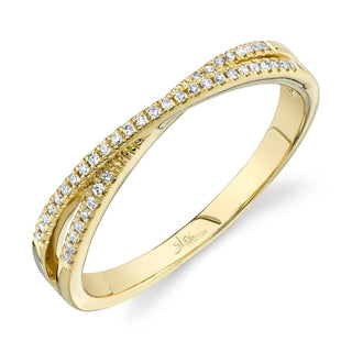 Shy Creation 14K Gold Diamond Double Row Cross Band