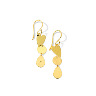 Ippolita 18K Gold Crinkle Heart Three Drop Earrings