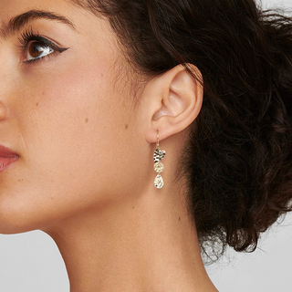 Ippolita 18K Gold Crinkle Heart Three Drop Earrings