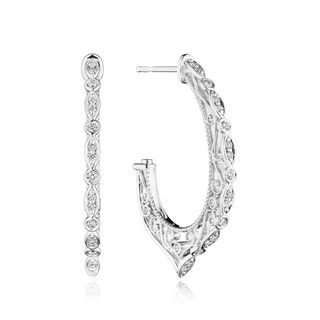 Verragio 18K White Gold Diamond Reverie Hoop Earrings