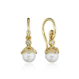 Verragio 18K Gold Akoya Pearl Drop Earrings with Diamond