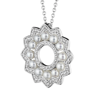 Verragio 18K White Gold Cultured Pearl Pendant Necklace with Diamonds