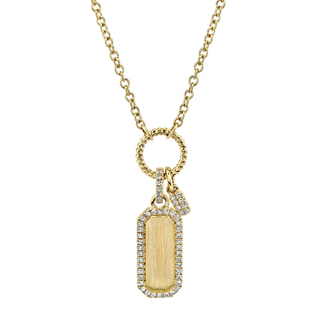 Shy Creation 14K Gold Diamond Dog Tag Pendant Necklace