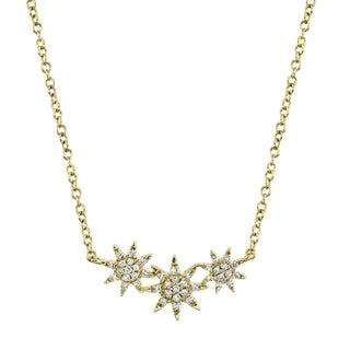 Shy Creation 14K Gold Diamond Star Pendant Necklace