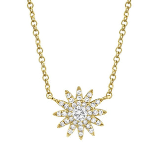 Shy Creation 14K Gold Diamond Starburst Pendant Necklace
