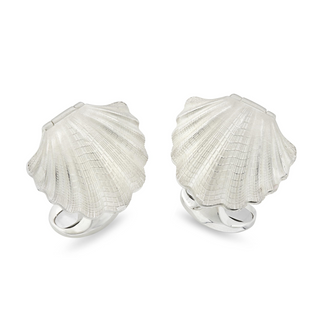 Deakin & Francis Sterling Silver Clam with Pearl Mechanical Cufflinks