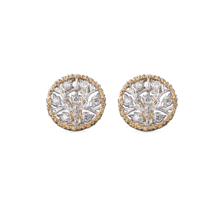 Buccellati 18K Yellow and White Gold Diamond Button Earrings