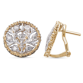 Buccellati 18K Yellow and White Gold Diamond Button Earrings