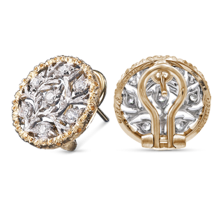 Buccellati 18K Yellow and White Gold Diamond Button Earrings