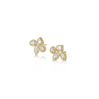 Michael M 18K Gold Montage Diamond Cluster Stud Earrings
