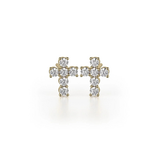Michael M 14K Gold Mini Diamond Cross Earrings