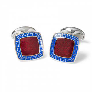 Deakin & Francis Sterling Silver Red Enamel Cufflinks