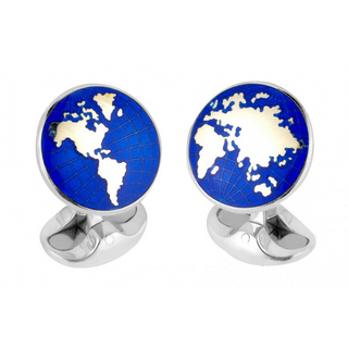 Deakin & Francis Sterling Silver Enamel World Cufflinks