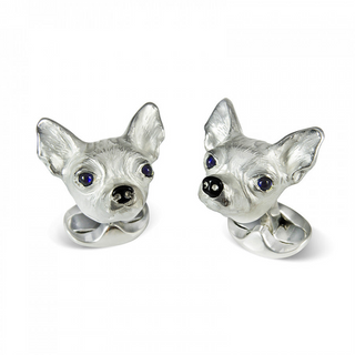 Deakin & Francis Sterling Silver Chihuahua Dog Cufflinks