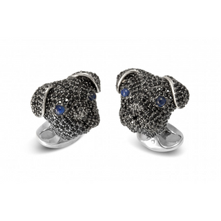 Deakin & Francis Sterling Silver Black Spinel Pug Cufflinks