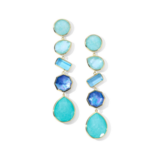 Ippolita 18K Gold Multi Gemstone Large 5 Stone Linear Earrings