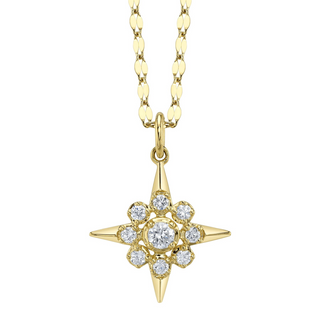 Shy Creation 14K Diamond Star Crown Pendant Necklace