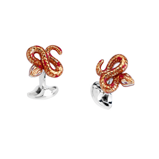 Deakin & Francis Sterling Silver Enameled Snake Cufflinks