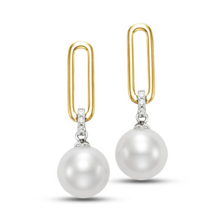 Mastoloni Two-Tone 14K Gold Freshwater Pearl Drop Earrings with Diamond