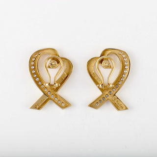 Vintage Tiffany & Co. 18K Gold Diamond Heart Clip Earrings