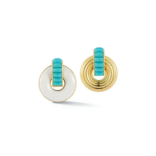 Seaman Schepps 18K Giro Earrings in White Ceramic & Turquoise