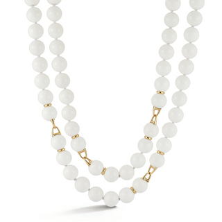 Seaman Schepps Wellington Necklace in 18K Gold & White Ceramic, Outside Strand